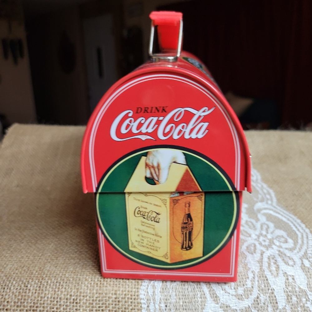 Coca cola tin box with lid and handle - Picture 2 of 10